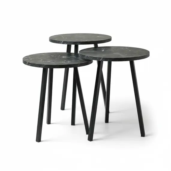 Tavoline Mesi Set Round - Black