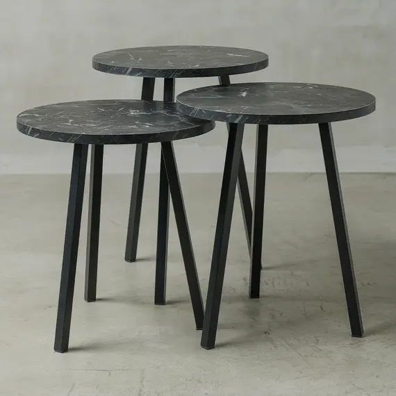 Tavoline Mesi Set Round - Black, 2 imazh