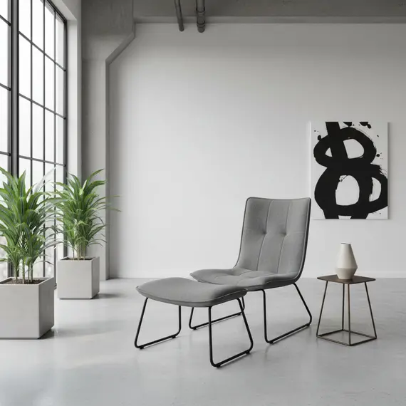 Poltrone Copenhagen + Stol (Omega 424 Grey), 2 imazh