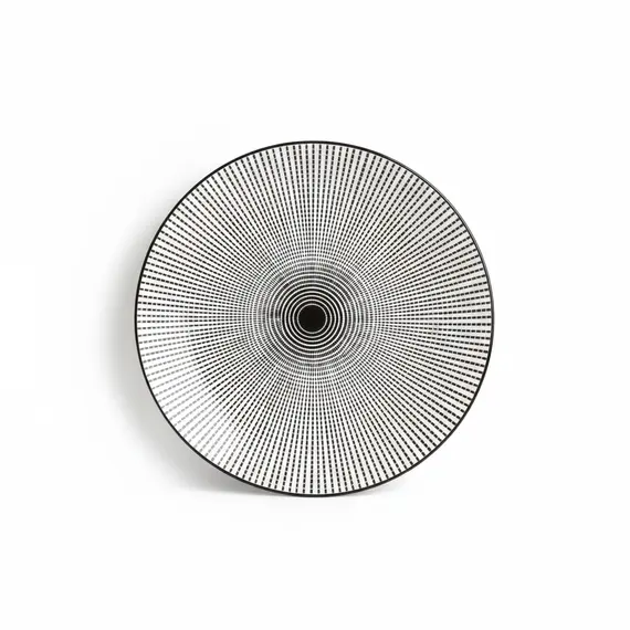 Pjatë Darke Porcelani 22cm Bardhë-Zezë me Model Gjeometrik