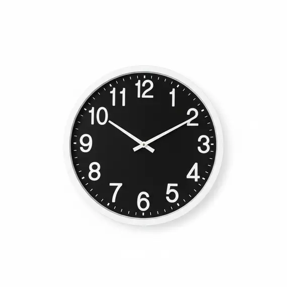 Orë Muri Rrethore Analoge me Kornizë të Bardhë dhe Sferë të Zezë