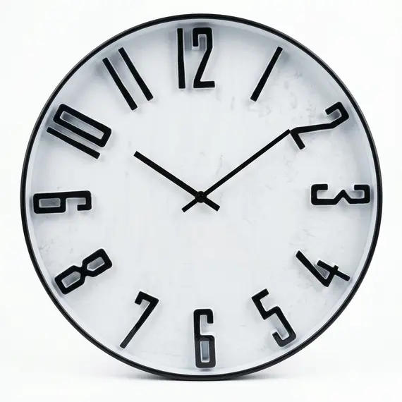 Ore muri rrethore me kornizë gold dhe numra 3D të zinj