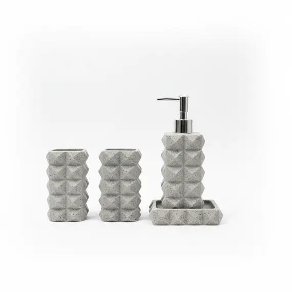 Aksesore Tualeti / Set 4 cope / Gri / Material Guri / Forme piramde
