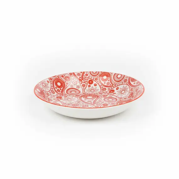 Pjate e thelle / 20.8cm / Bardhe - Kuqe / Porcelan