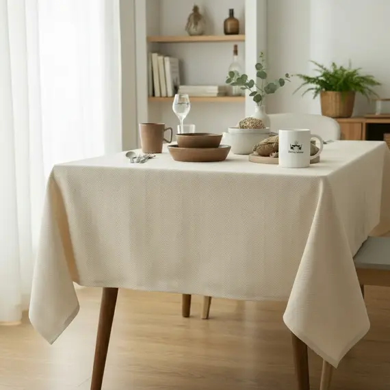 Danny Home Mbulesë Tryeze Easy-Care, Bezhe, 132x178 cm, 4–6 persona, 2 imazh