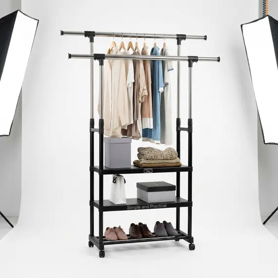 Rrafte veshjesh metalik me rrota, shumëkatësh, kapacitet 30 kg