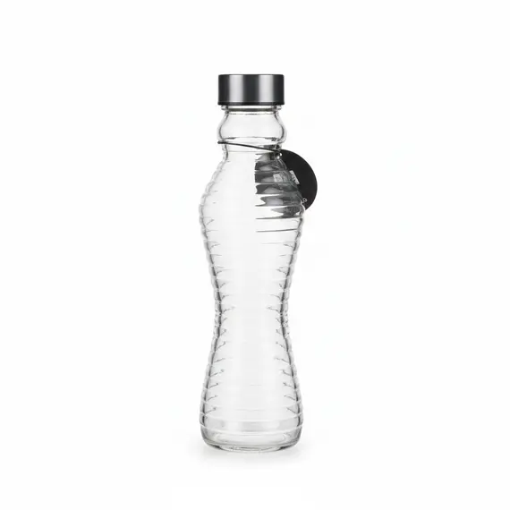 Shishe Qelqi 500ml me Tap Metalike, Dizajn Horizontal Transparente
