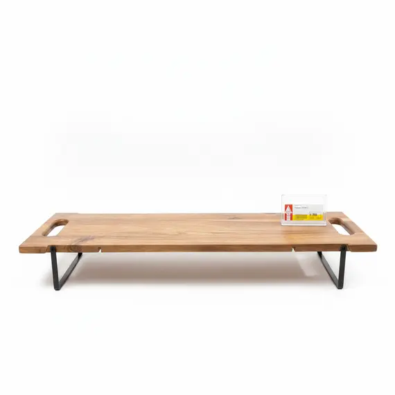 Tabaka e Madhe Druri me Këmbë Metali për Servirim & Organizim