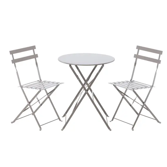 Set Tavoline e Rrumbllaket Bueno + 2 Karrige - Gri