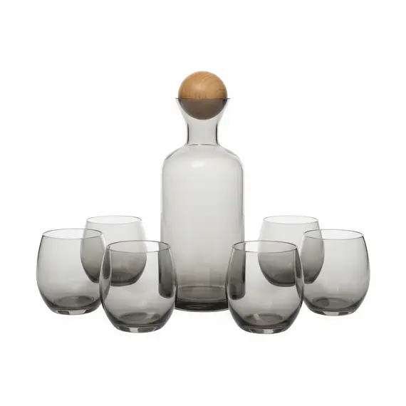 Kane dhe Gota Qelqi Gri me Tapë Druri – Set Modern Minimalist