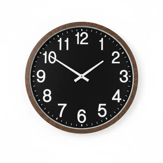 Ore Muri Rrethore me Kornizë Dru dhe Fushë të Zezë, Dizajn Minimalist