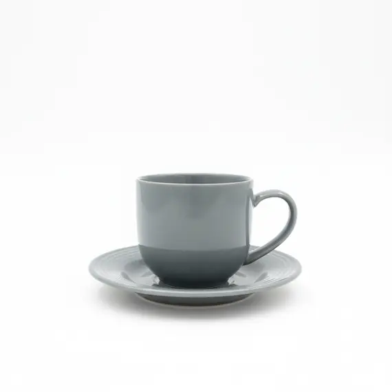 Filxhan Kafeje me Pjate / Set 6 cope / 100ml / Gri / Qeramike