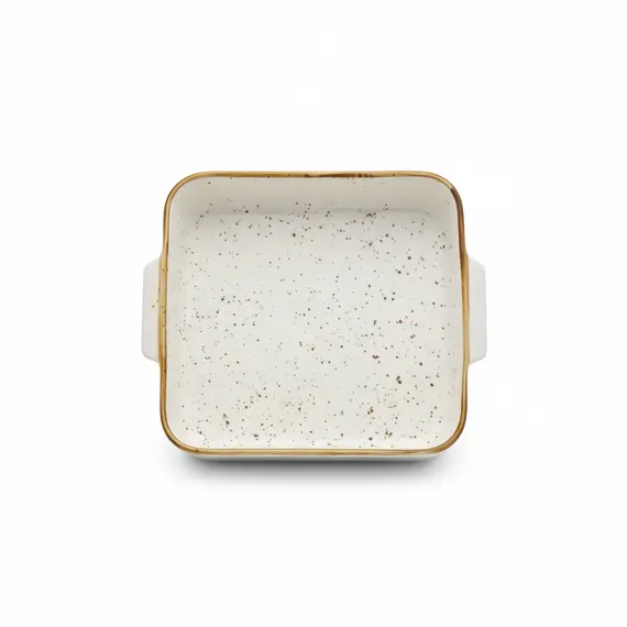 Tave Pjekje / 23x5cm / Bardhe - Gold / Porcelan