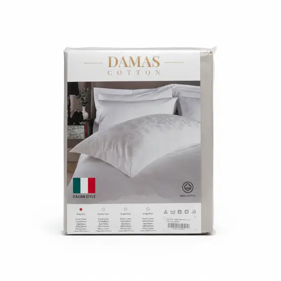 Set Carçafësh Damas Cotton Gri 220x240 cm, 100% Pambuk, Italian Style