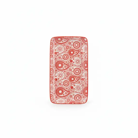 Pjate Servirje / 18cm / Bardhe - Kuqe / Porcelan / Katror