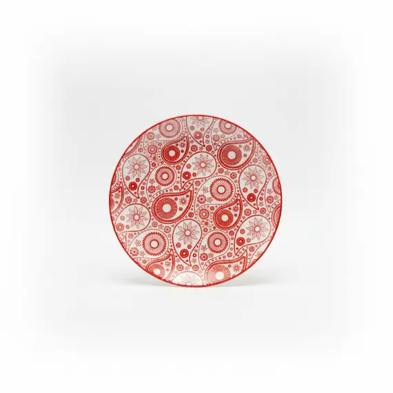 Pjate / 19cm / Bardhe - Kuqe / Porcelan