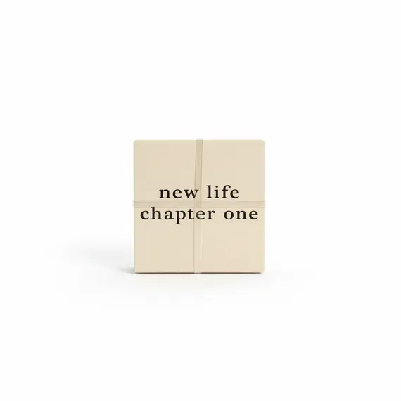 Coaster set / 10cm / Katror / Porcelan / Bardh me tekst