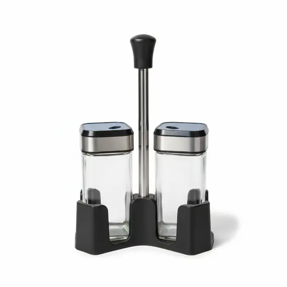 Set Mbajtëse Erezash prej Qelqi, 2 Copë me Bazë dhe Kapak Inoksi