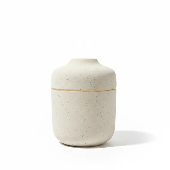 Vazo Dekorative Qeramike, Ngjyrë Bezhë me Efekt Guri, 15 x 15 x 18 cm – Stil Modern Minimalist