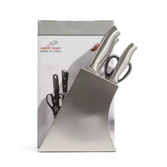 GROUP TIGER Set Thikash Inoksi 7-Pjesësh me Mbajtëse Çeliku, për Kuzhinë