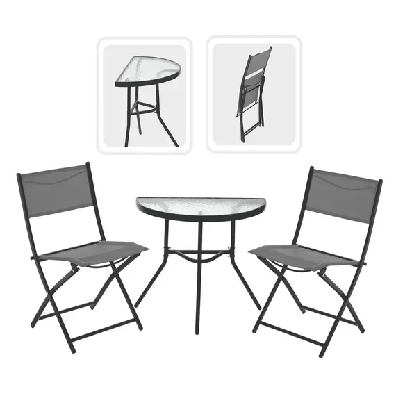 Set Tavoline Gjysme  Hene + 2 Karrige me Palosje