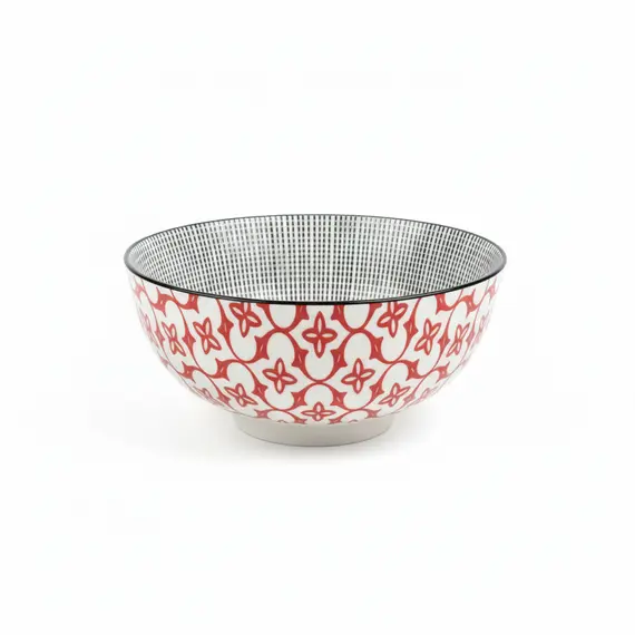 Tas i Vogel Sallate/ 15.5cm / Bardhe - Kuqe / Porcelan