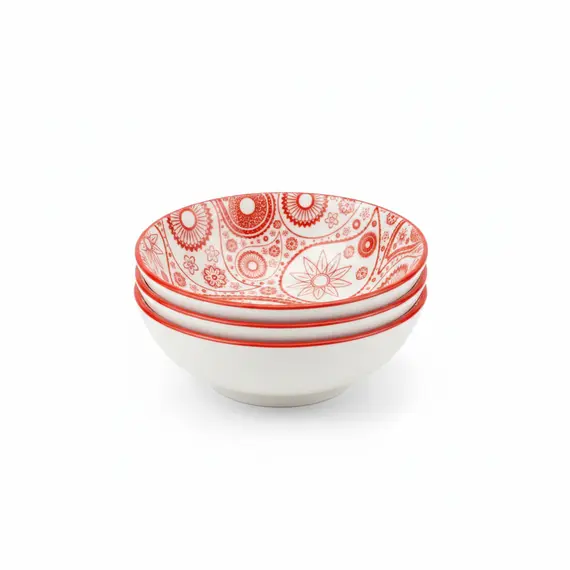 Tas i vogel / 8cm / Bardhe - Kuqe / Porcelan