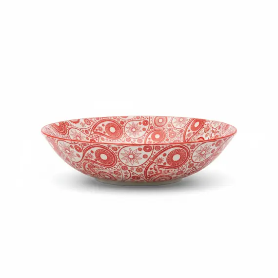 Tas Sallate / 23.8cm / Bardhe - Kuqe / Porcelan