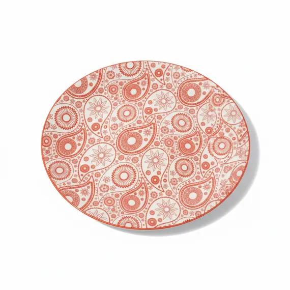 Pjate / 26.5cm / Bardhe - Kuqe / Porcelan