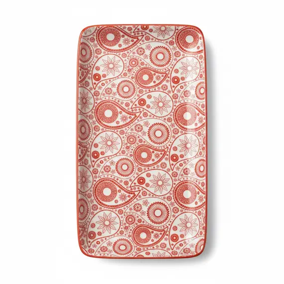 Pjate Servirje / 20.5x11cm / Bardhe-Kuqe / Porcelan/ Katror