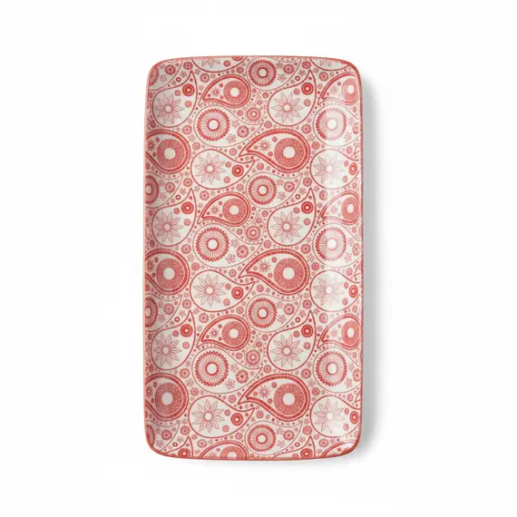 Pjate e thelle / 23cm / Bardhe - Kuqe / Porcelan / Katror