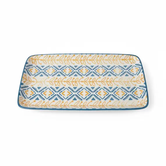 Pjate Servirje / 23x12cm / Verdhe-Blu / Porcelan / Katror