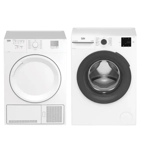 Set Lavatrice Beko BM1WFSU39223WA 9Kg 1200rpm Inverter + Tharëse Beko DF 7111 PAW 7Kg