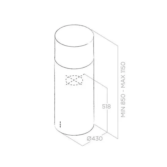 Aspirator Elica Tube Pro Island 43cm 603 m³/h Black, 2 imazh