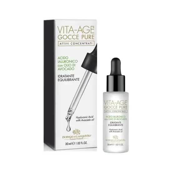 Bottega di LungaVita Vita-Age Gocce Acid Hyaluronik i pastër me vaj avokado