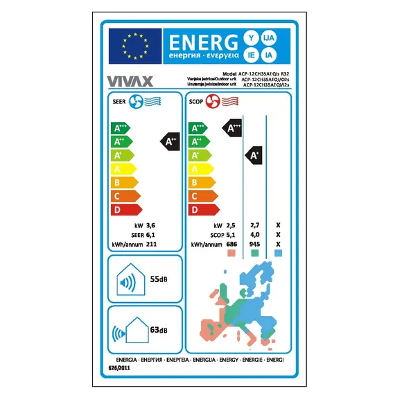 Kondicioner Vivax ACP-12CH35AEQI/2S 12000 BTU Inverter A+/A++, 3 imazh