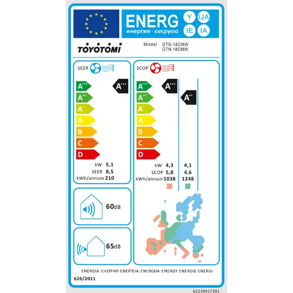 Kondicioner Toyotomi Gosai GTN/GTG-18CMW 18000 BTU Inverter A+++/A+++ me Ionizer dhe WiFi, 7 imazh