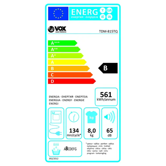 Tharese Rrobash VOX TDM815TQ 8 Kg B, 4 imazh