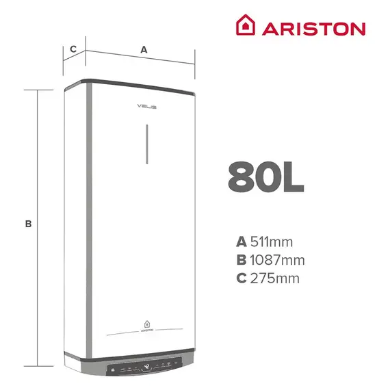 Bolier Ariston VELIS TECH Wifi 80L Electric (Grey), 5 imazh