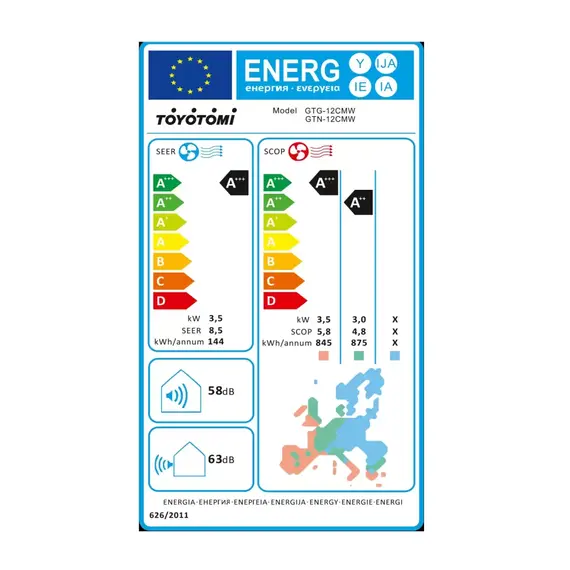 Kondicioner Toyotomi Gosai GTN/GTG-12CMW 12000 BTU Inverter A+++/A+++ me Ionizer dhe WiFi, 7 imazh