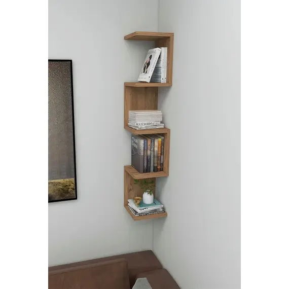 MOBILJE ZiGZAG CORNER BOOKSHELF - PINE, 3 imazh