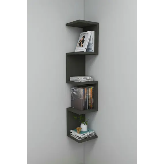 MOBILJE ZIGZAG CORNER BOOKSHELF - ANTHRACITE, 2 imazh