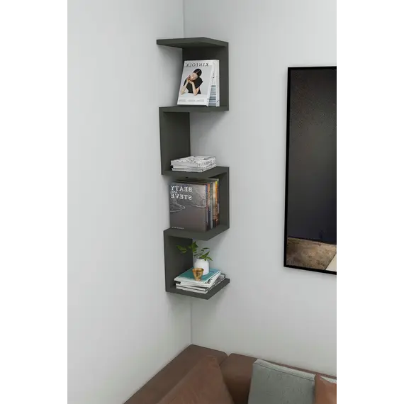 MOBILJE ZIGZAG CORNER BOOKSHELF - ANTHRACITE, 3 imazh