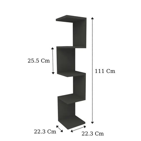 MOBILJE ZIGZAG CORNER BOOKSHELF - ANTHRACITE, 4 imazh