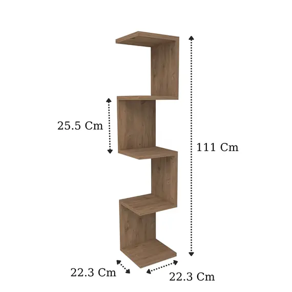 MOBILJE ZiGZAG CORNER BOOKSHELF - PINE, 4 imazh