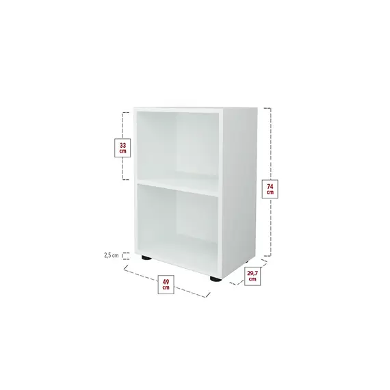 MOBILJE FOLDER WITH 2 SHELVES - WHITE, 5 imazh