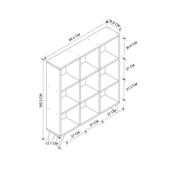 MOBILJE CUBE/SQUARE BOOKSHELF - ANTHRACITE, 3 imazh