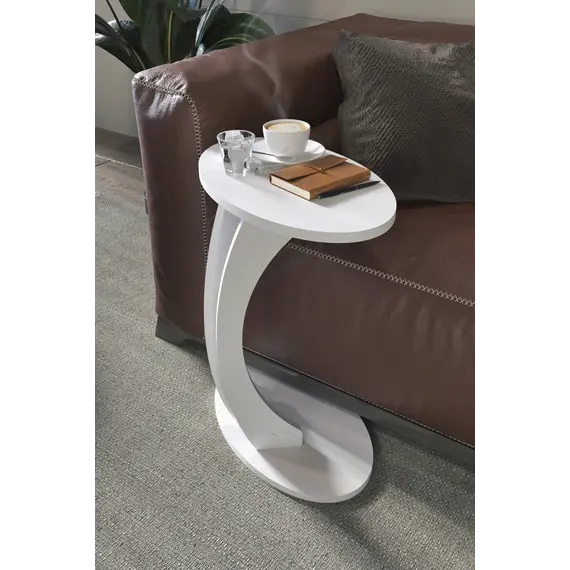 MOBILJE ELLIPSE SIDE TABLE - WHITE, 2 imazh