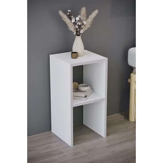 MOBILJE 2 SHELVES CHIPBOARD NIGHTSTAND - WHITE