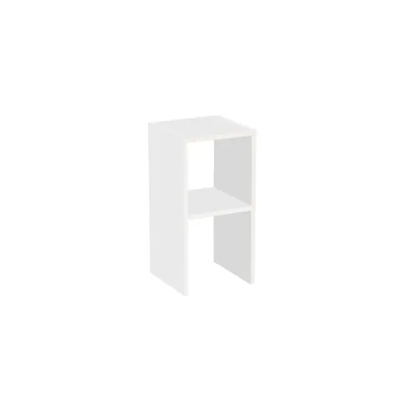 MOBILJE 2 SHELVES CHIPBOARD NIGHTSTAND - WHITE, 3 imazh